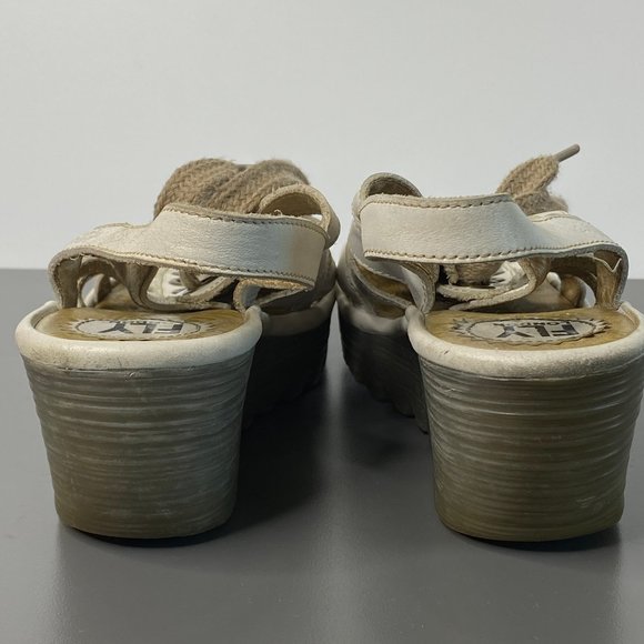 Fly London Yito Leather Lace-Up Wedge Sandals - Picture 7 of 8